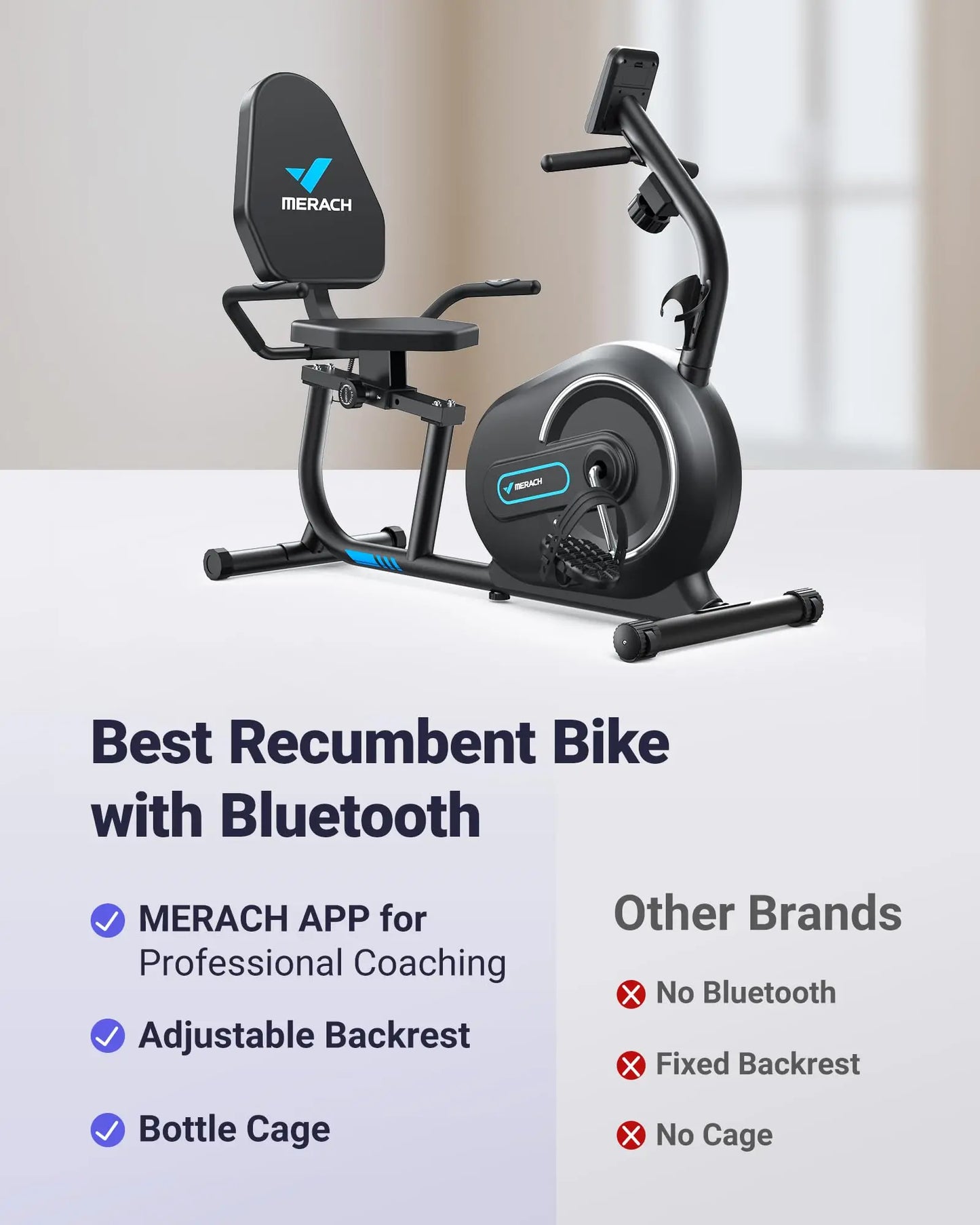 MERACH Recumbent Exercise Bike With Bluetooth Heart Rate Monitor