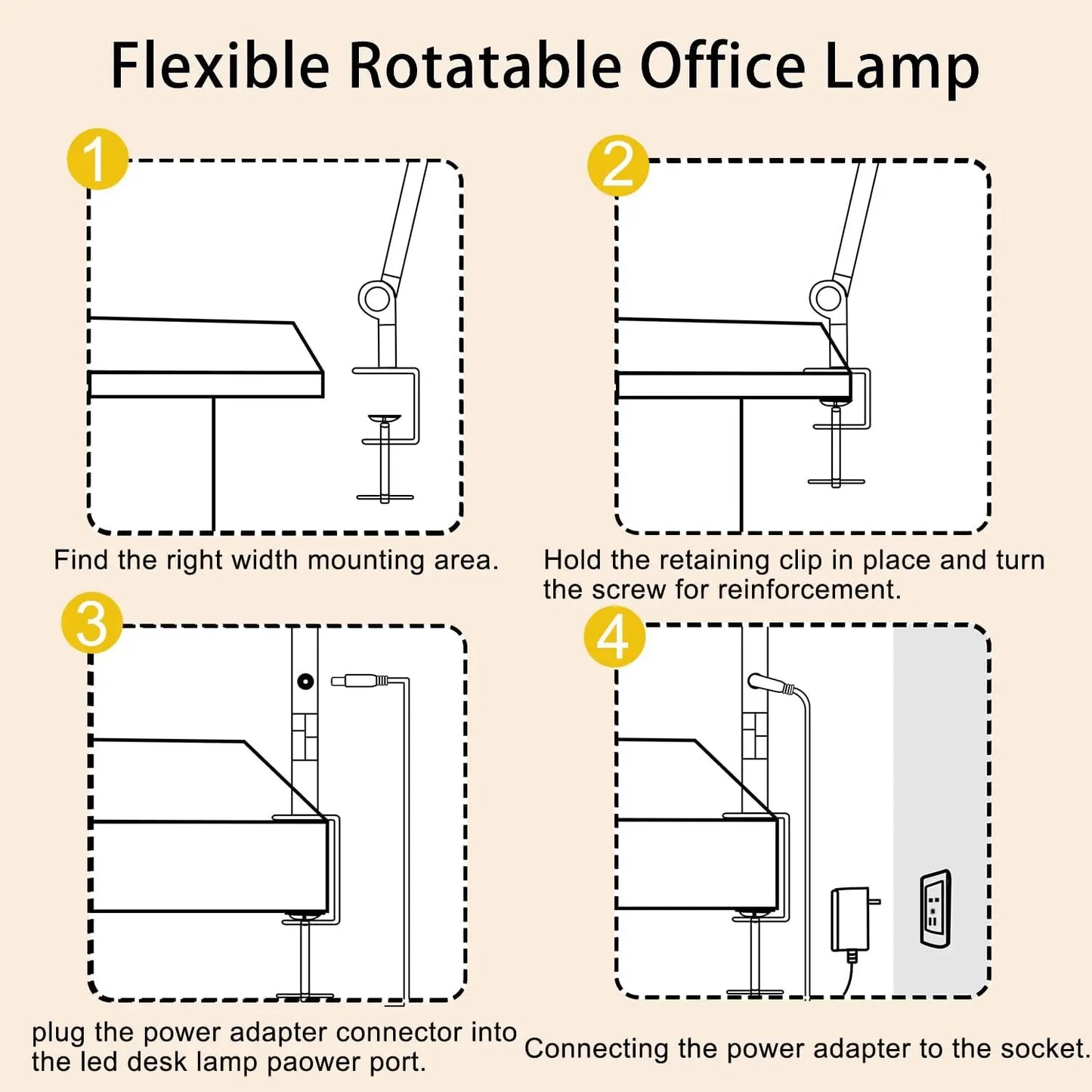 LED Desk Lamp With Clamp, Flexible Swing Arm, Color Modes
