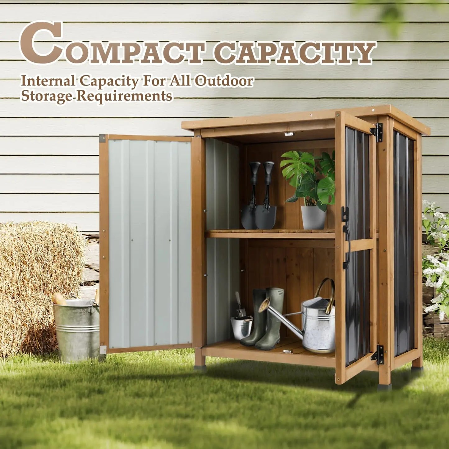 PetsCosset Outdoor Storage Shed For Garden Tools And Supplies