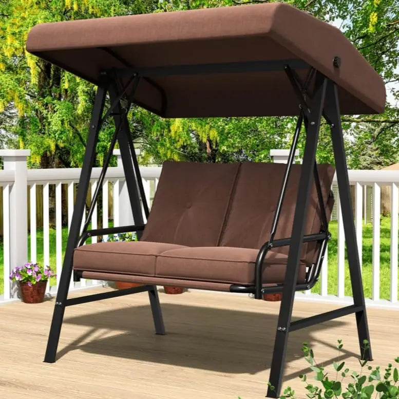 General Outdoor Porch Swing With Canopy 600LBS Capacity 2 Seats