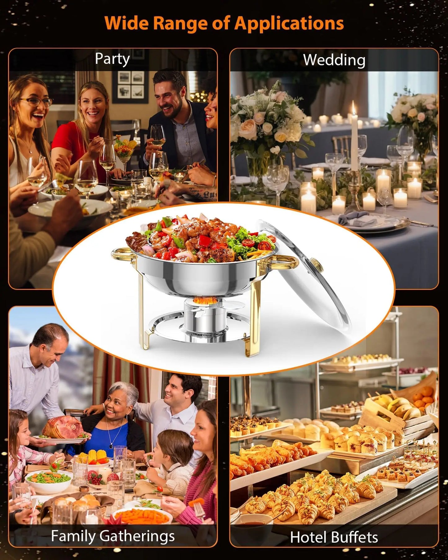 HiMISS Chafing Dishes Buffet Set Stainless Steel With Glass Lid