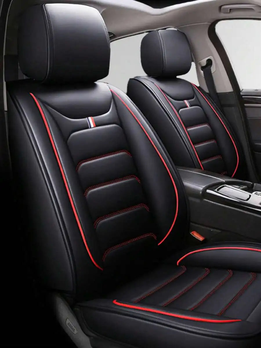 Universal PU Leatherette Car Seat Covers With Neck Lumbar Pillows