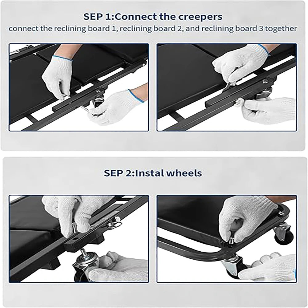 Foldable Garage Creeper Shop Seat 300 Lb Capacity Durable
