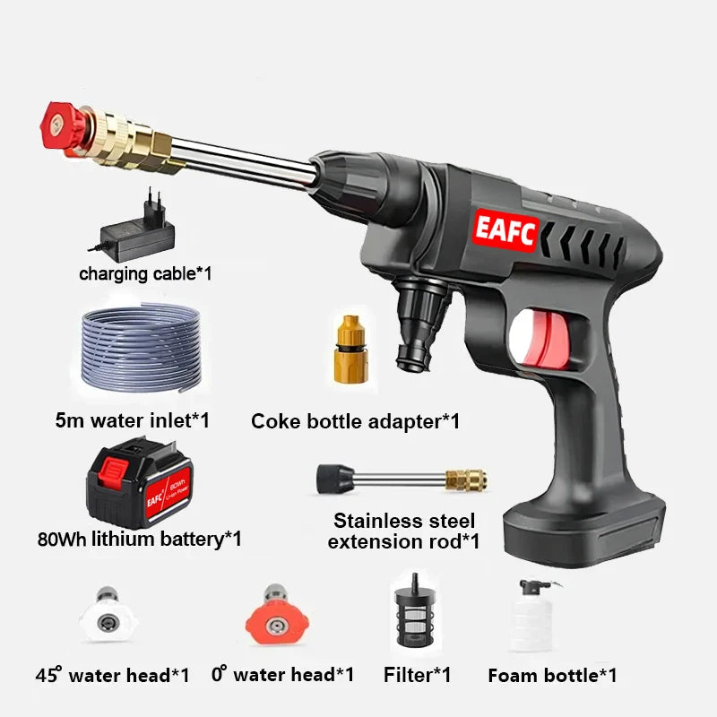 EAFC Cordless 21V High Pressure Car Washer Gun 60 Bar 80Wh