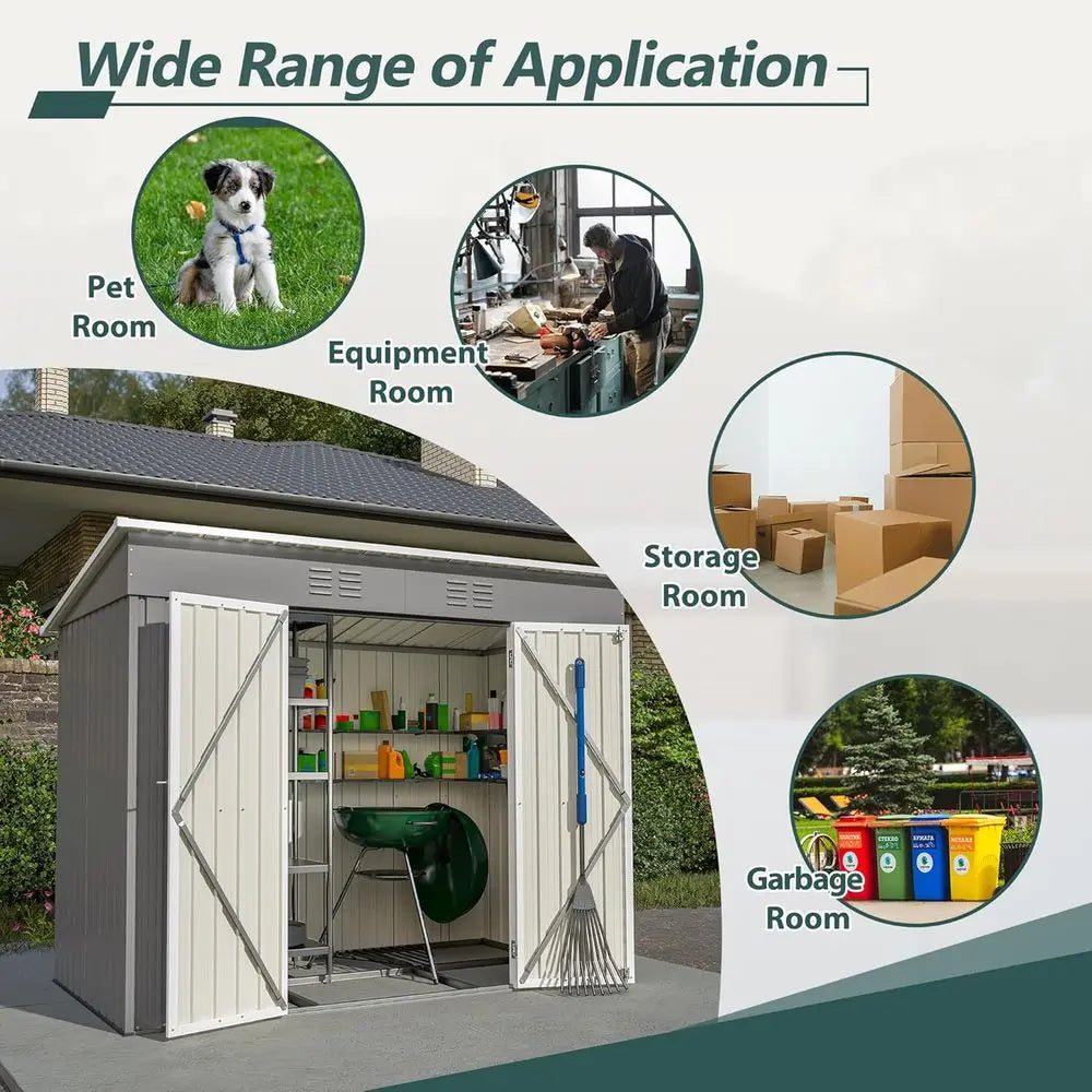 Galvanized Steel Outdoor Storage Shed For Backyard Garden