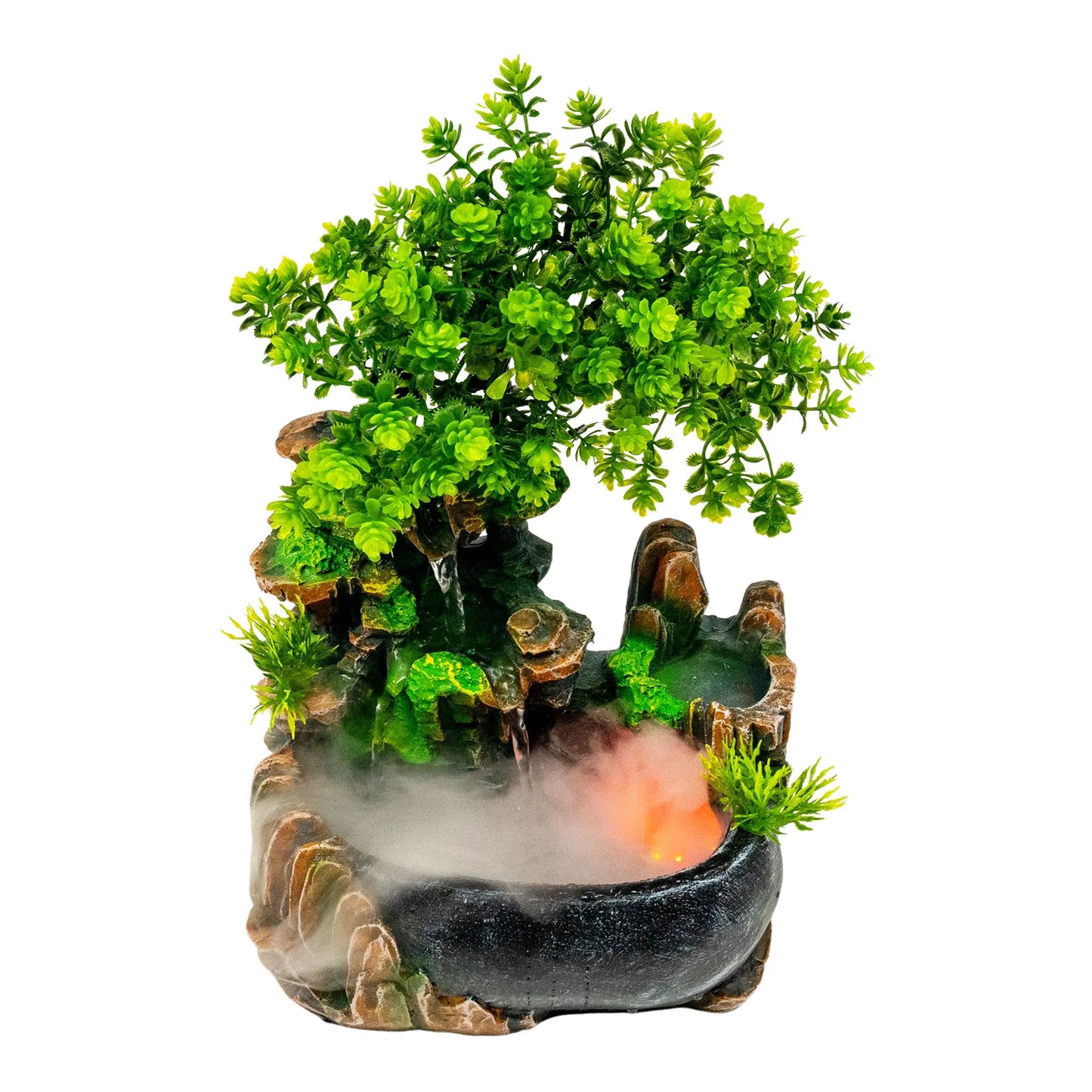 Indoor Tabletop Waterfall Fountain With LED Lights And Atomizer