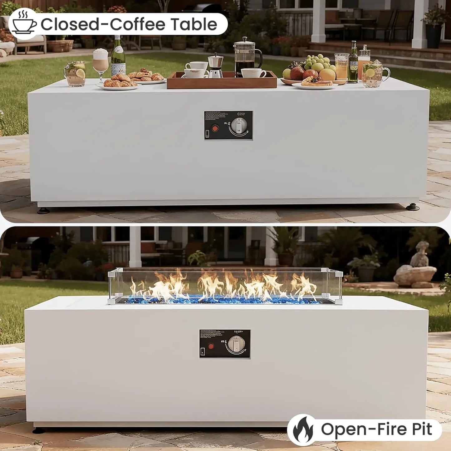 Propane Fire Pit Table Set With Tank Holder Wind Guard