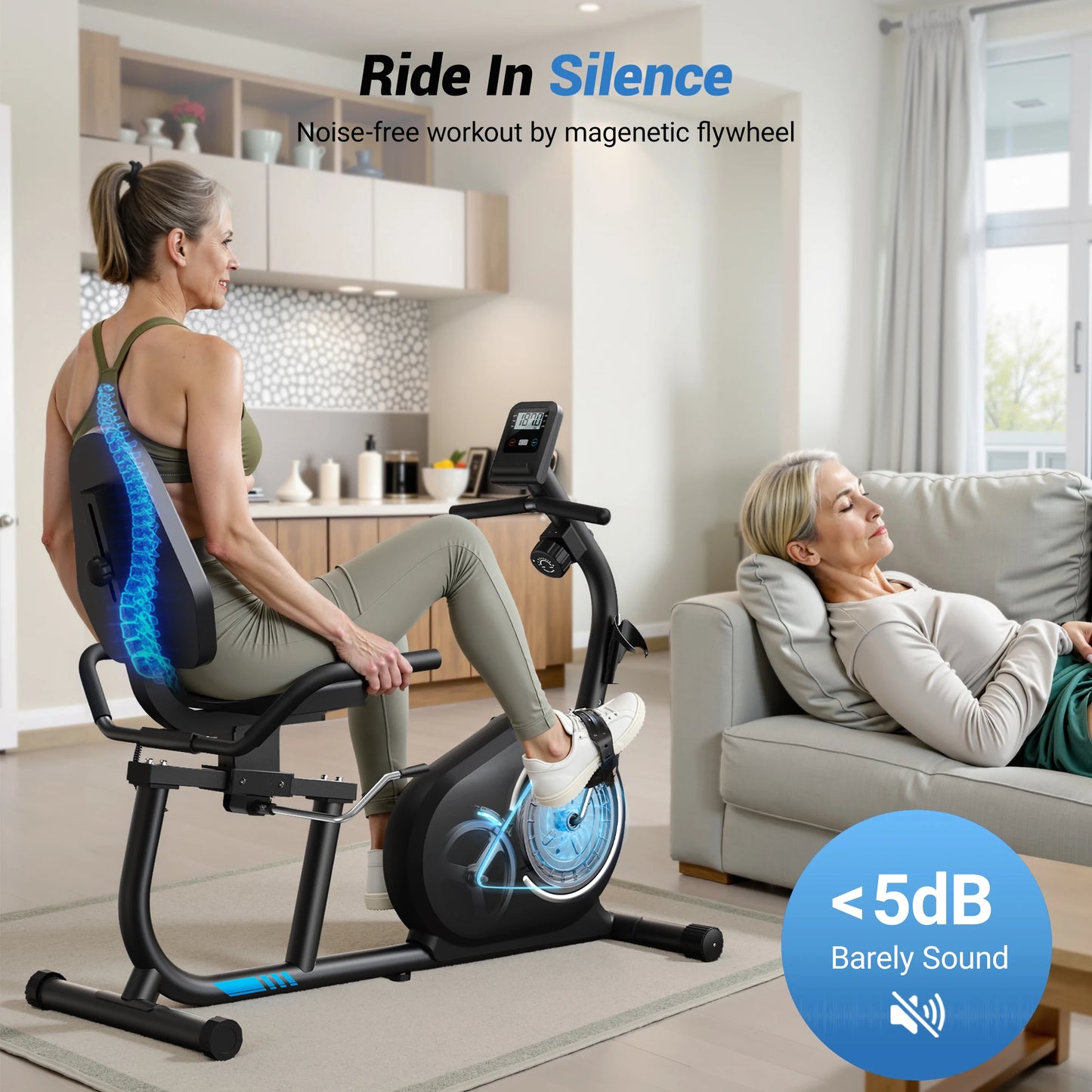 MERACH Recumbent Exercise Bike With Bluetooth Heart Rate Monitor
