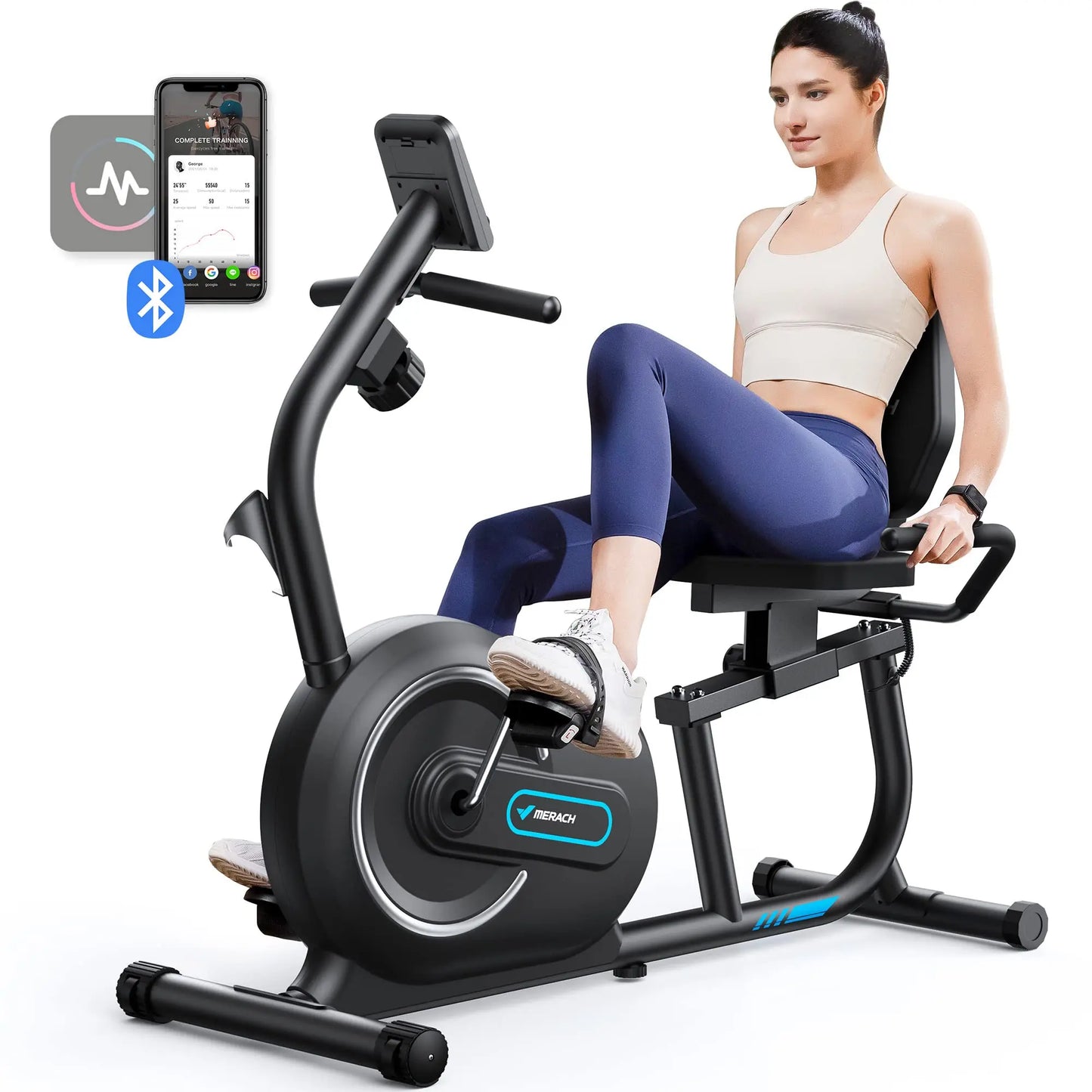 MERACH Recumbent Exercise Bike With Bluetooth Heart Rate Monitor
