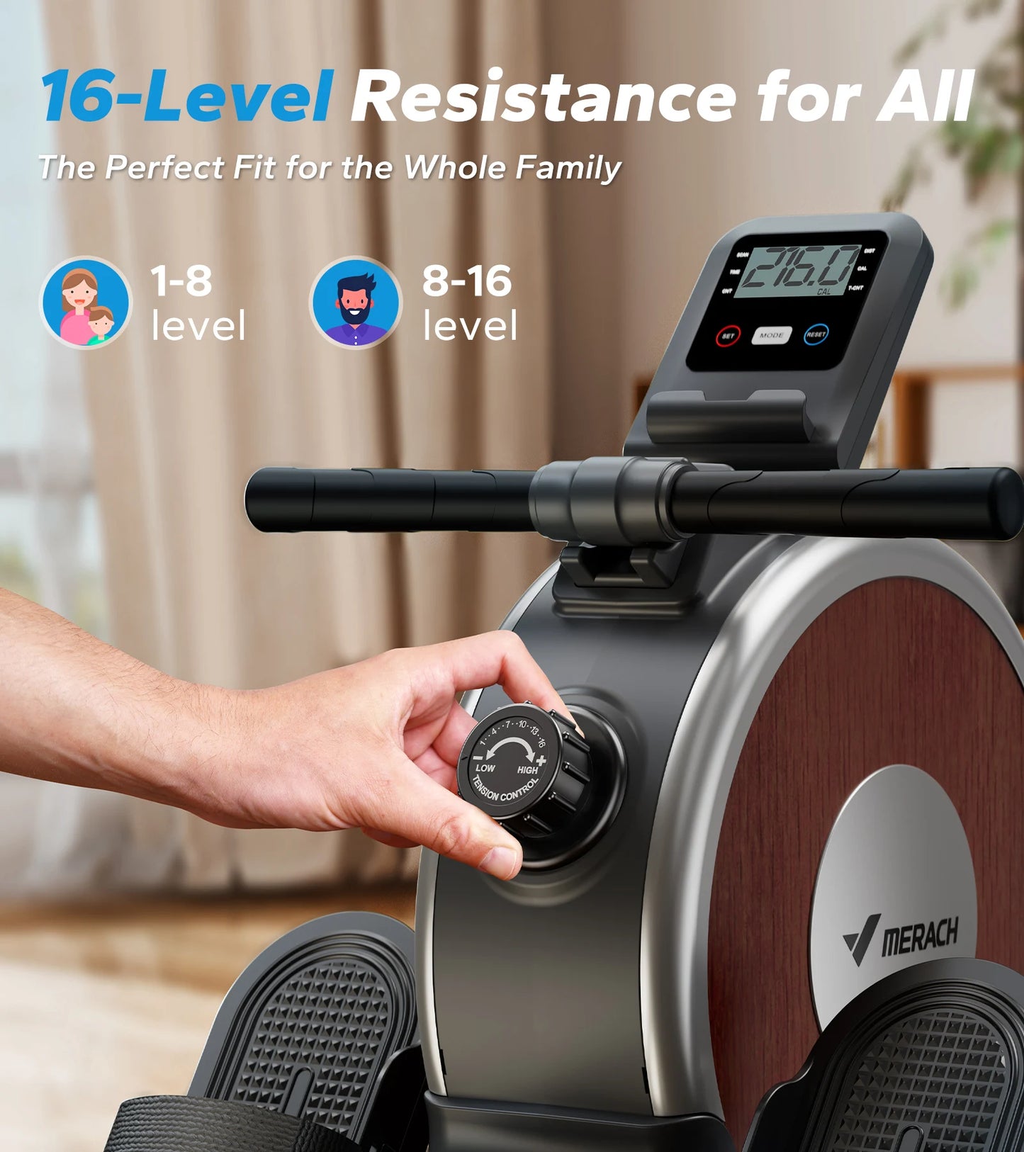 MERACH Magnetic Rowing Machine For Home With 16 Levels