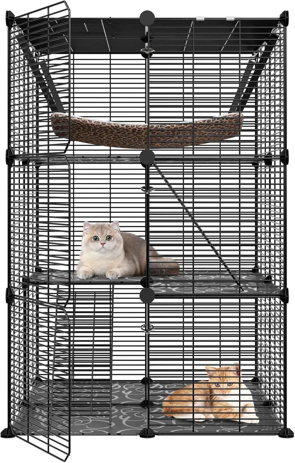 3-Tier Cat Cage Indoor Enclosure With Hammock For 1-2 Cats