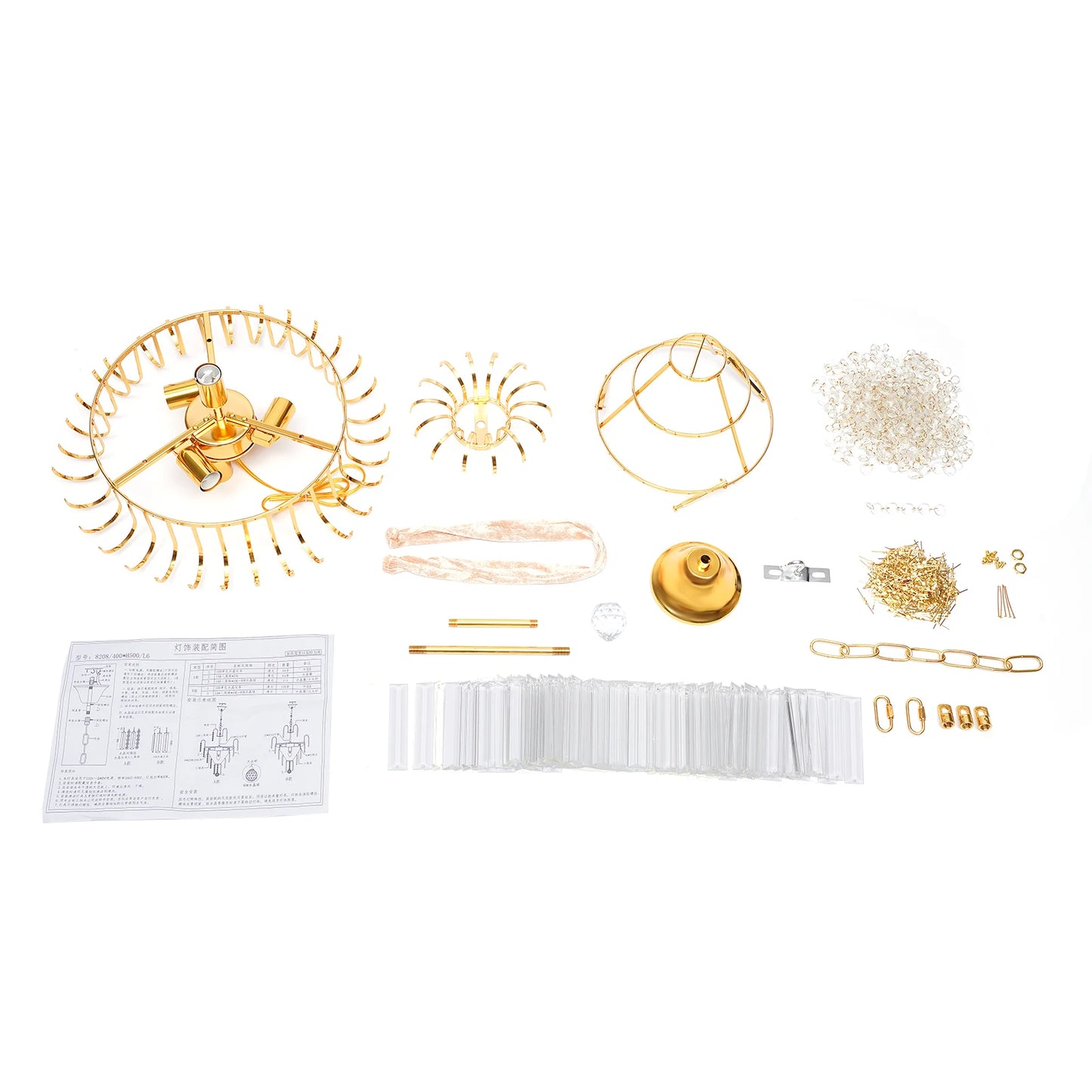 Elegant Modern K9 Crystal Chandelier Ceiling Light Metal Glass