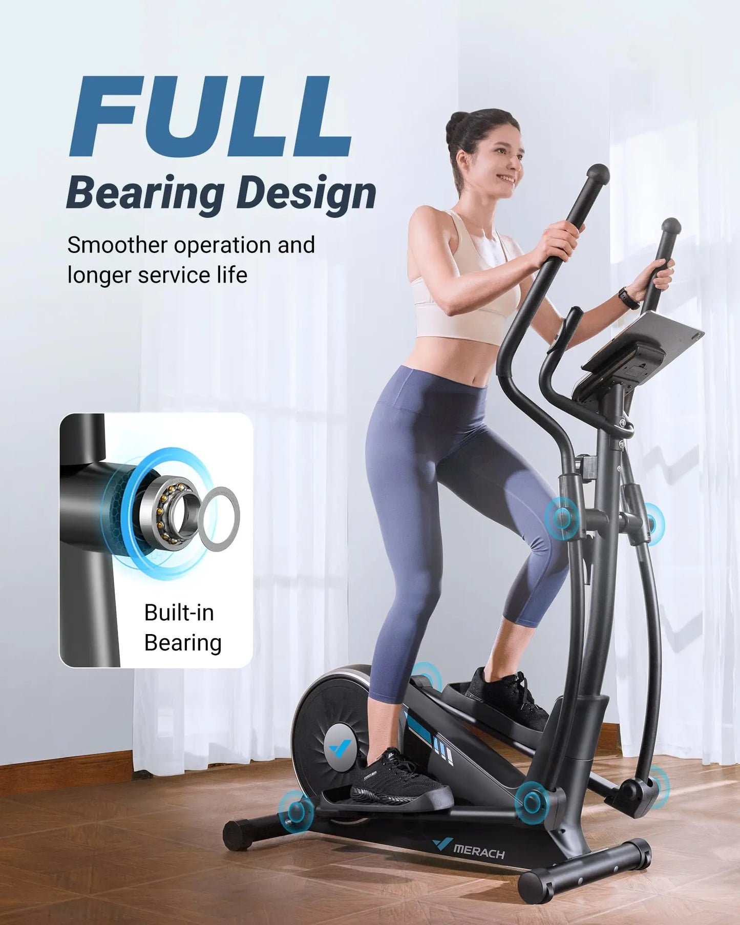 MERACH Elliptical Machine Hyper Quiet Magnetic Drive 16 Level Resistance