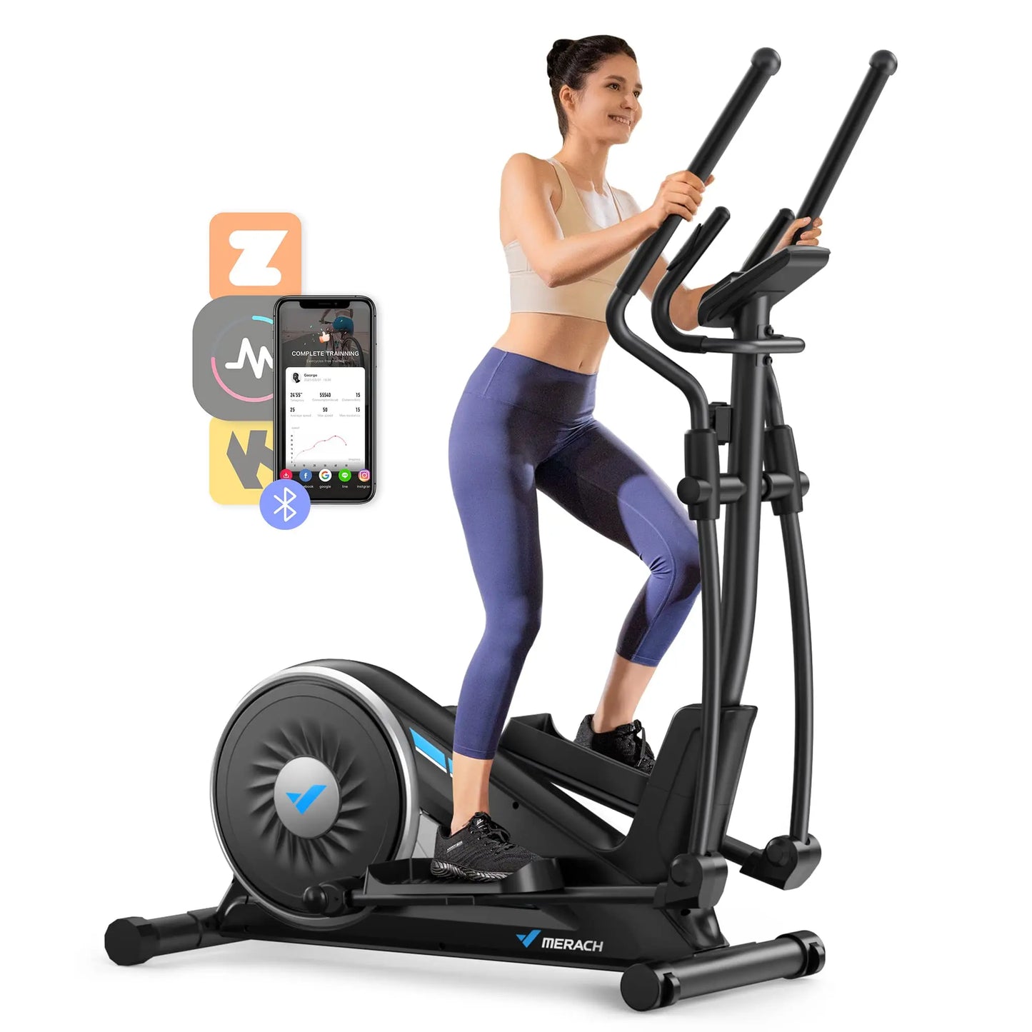 MERACH Elliptical Machine Hyper Quiet Magnetic Drive 16 Level Resistance