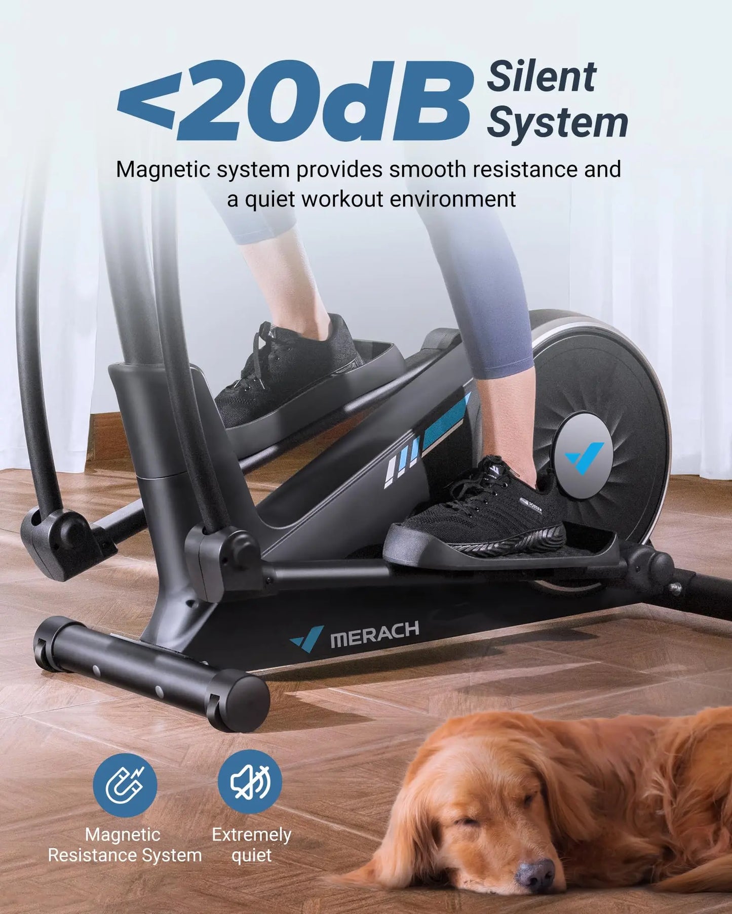 MERACH Elliptical Machine Hyper Quiet Magnetic Drive 16 Level Resistance