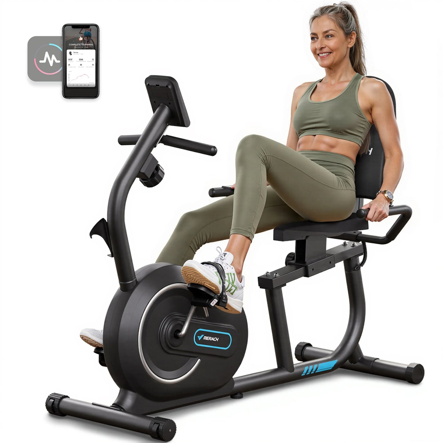 MERACH Recumbent Exercise Bike With Bluetooth Heart Rate Monitor