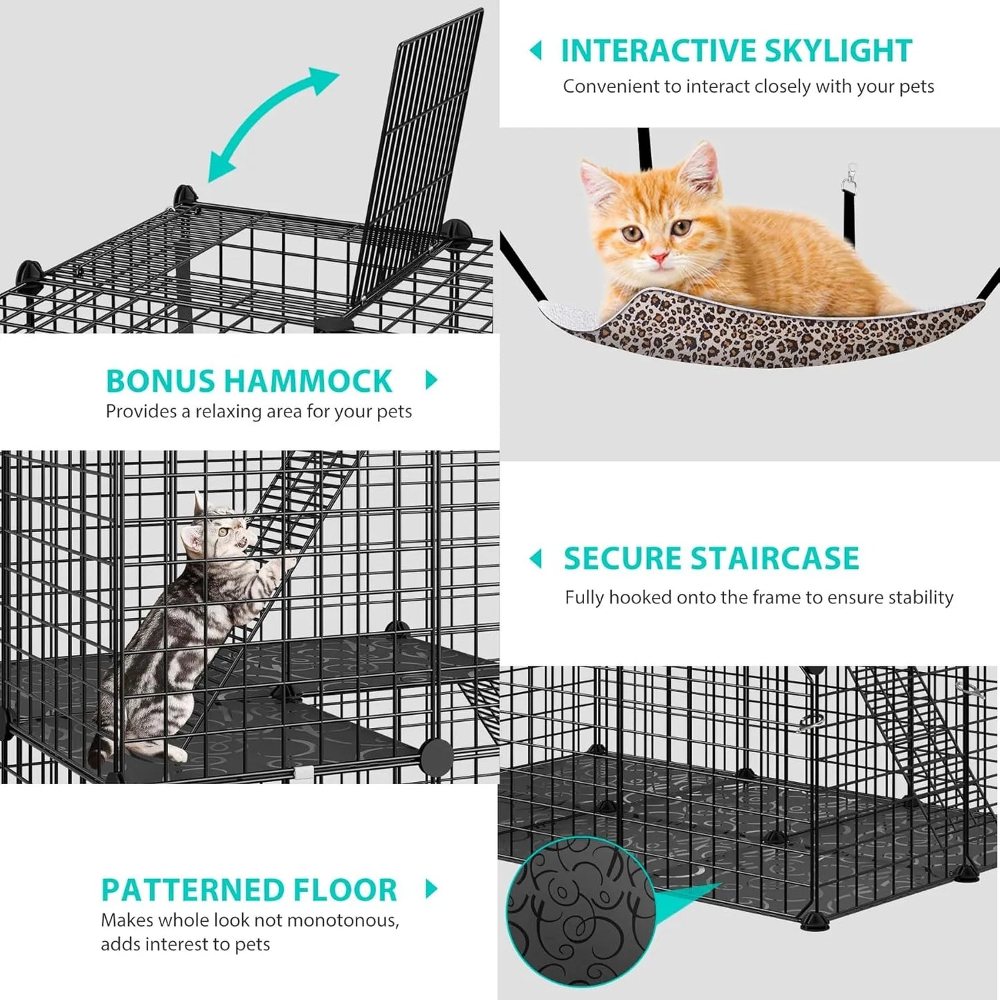 4 Tier Cat Cage Indoor Enclosure Playpen With Hammock