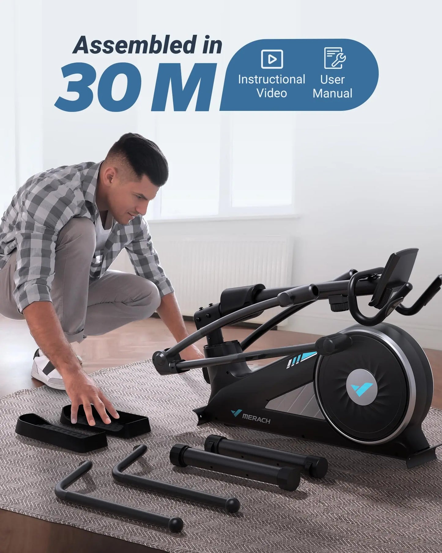 MERACH Elliptical Machine Hyper Quiet Magnetic Drive 16 Level Resistance