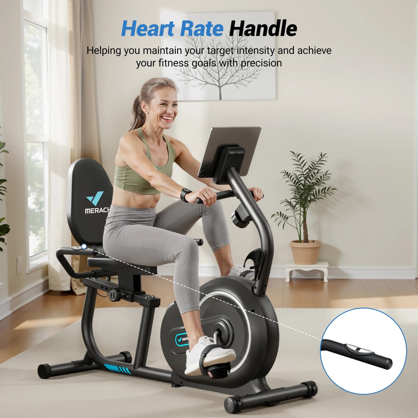 MERACH Recumbent Exercise Bike With Bluetooth Heart Rate Monitor