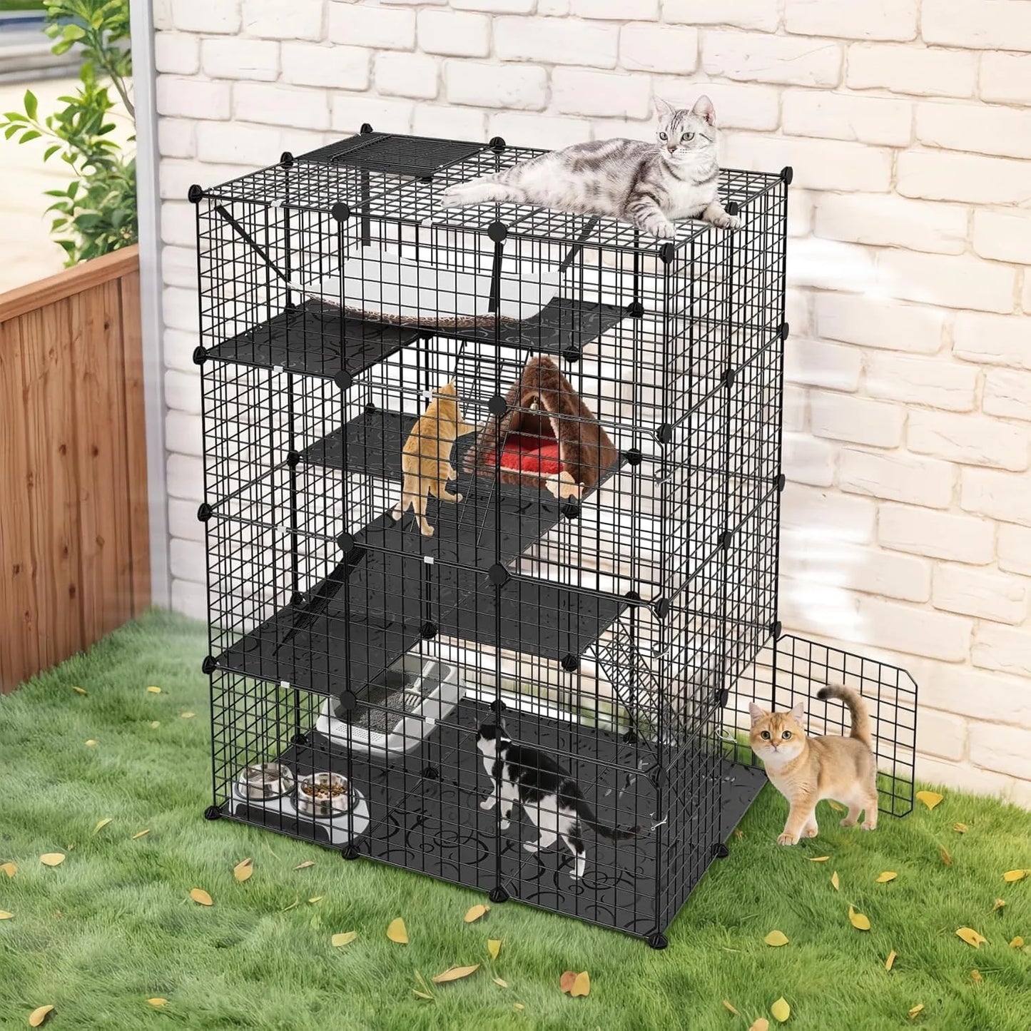 4 Tier Cat Cage Indoor Enclosure Playpen With Hammock