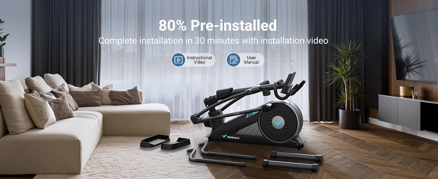MERACH Elliptical Machine Hyper Quiet Magnetic Drive 16 Level Resistance