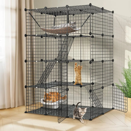 4 Tier Cat Cage Indoor Enclosure Playpen With Hammock