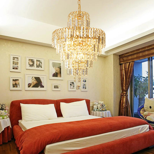 Elegant Modern K9 Crystal Chandelier Ceiling Light Metal Glass