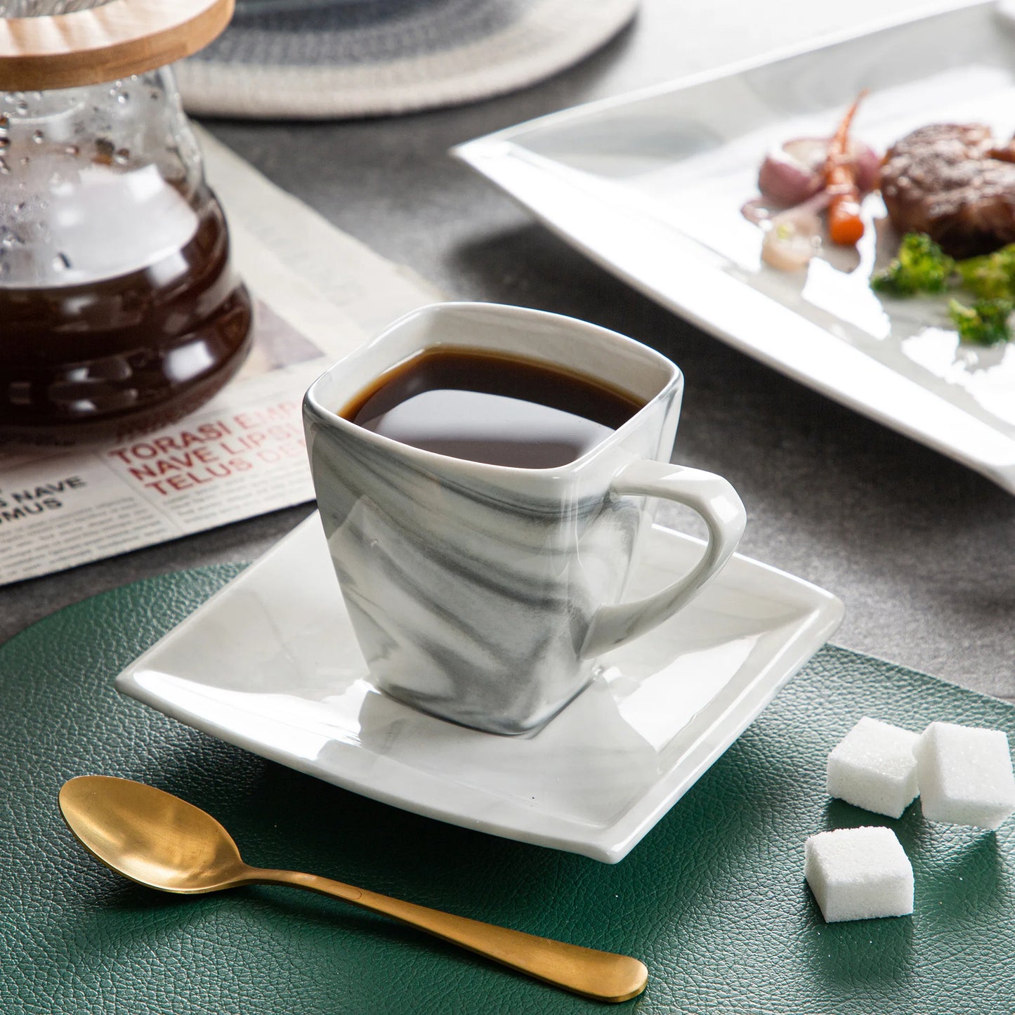 Malacasa Marble Grey Porcelain Dinnerware Set Service For 12