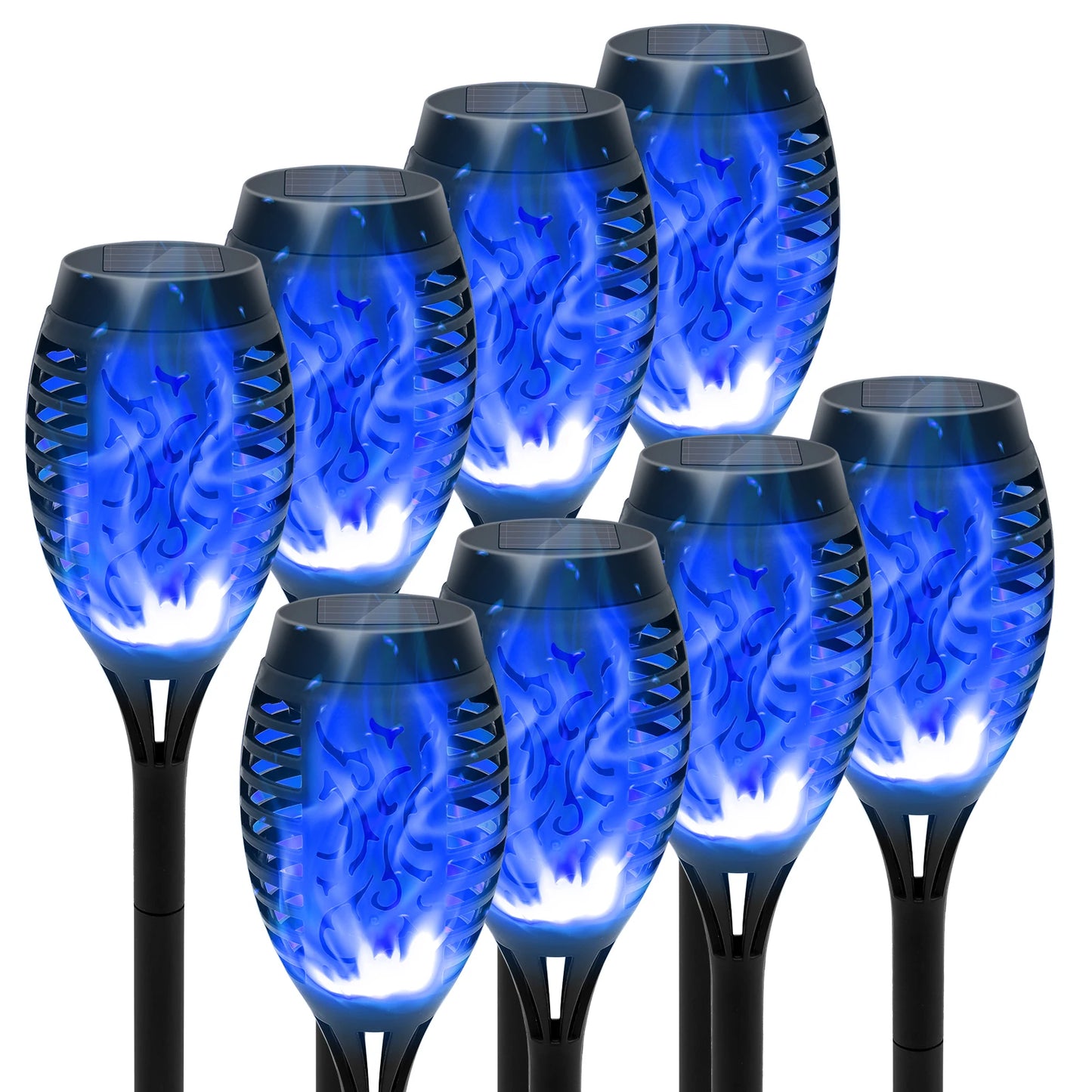 8 Pack Solar Torch Lights Flickering Flame Outdoor Waterproof Garden Decor