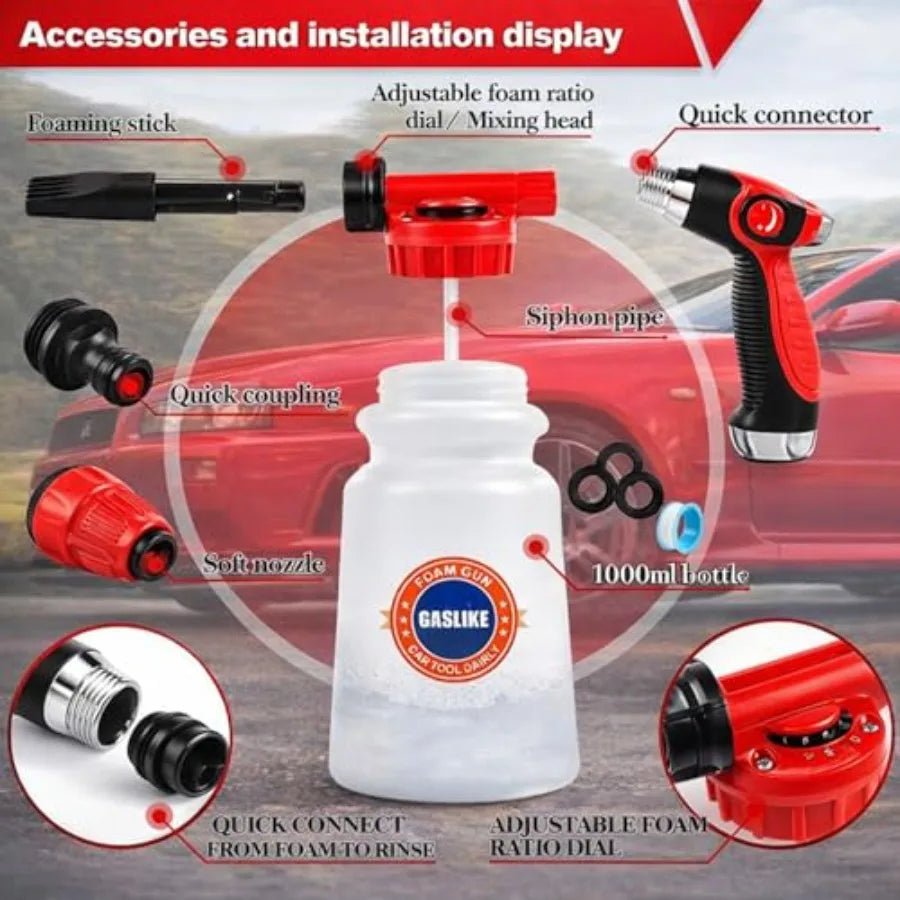 Car Wash Cleaning Kit With Foam Gun And Stainless Steel