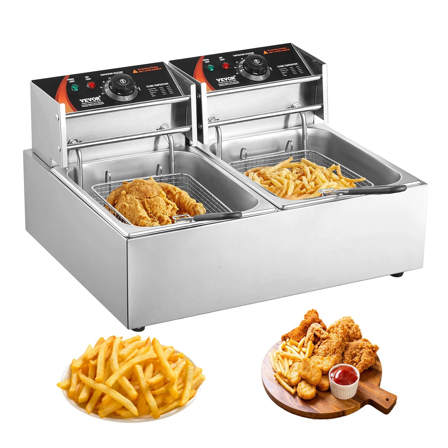 SucceBuy 12L Electric Deep Fryer With Dual Removable Tanks