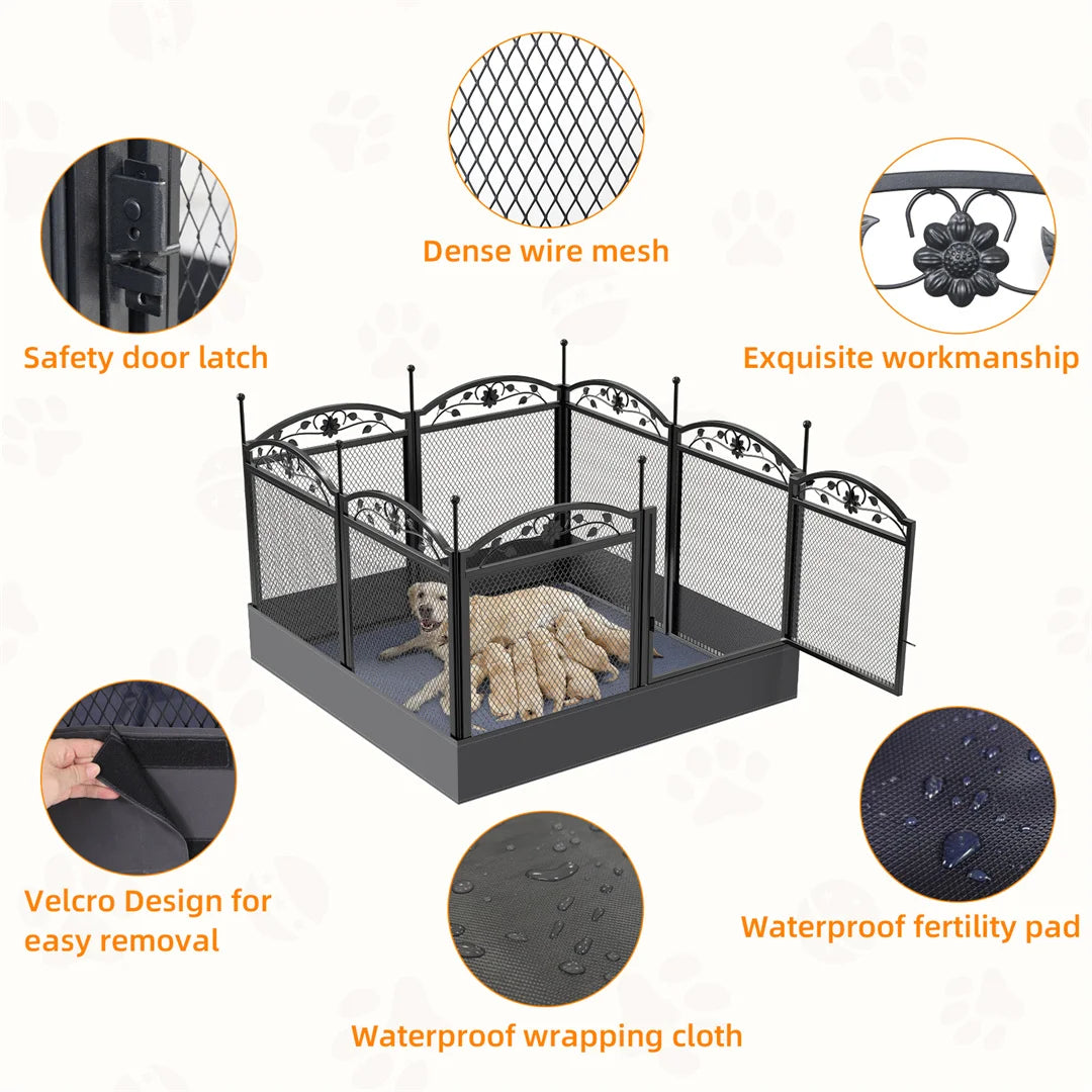 BINGOPAW Heavy Duty Dog Playpen Indoor Outdoor with Waterproof Pad