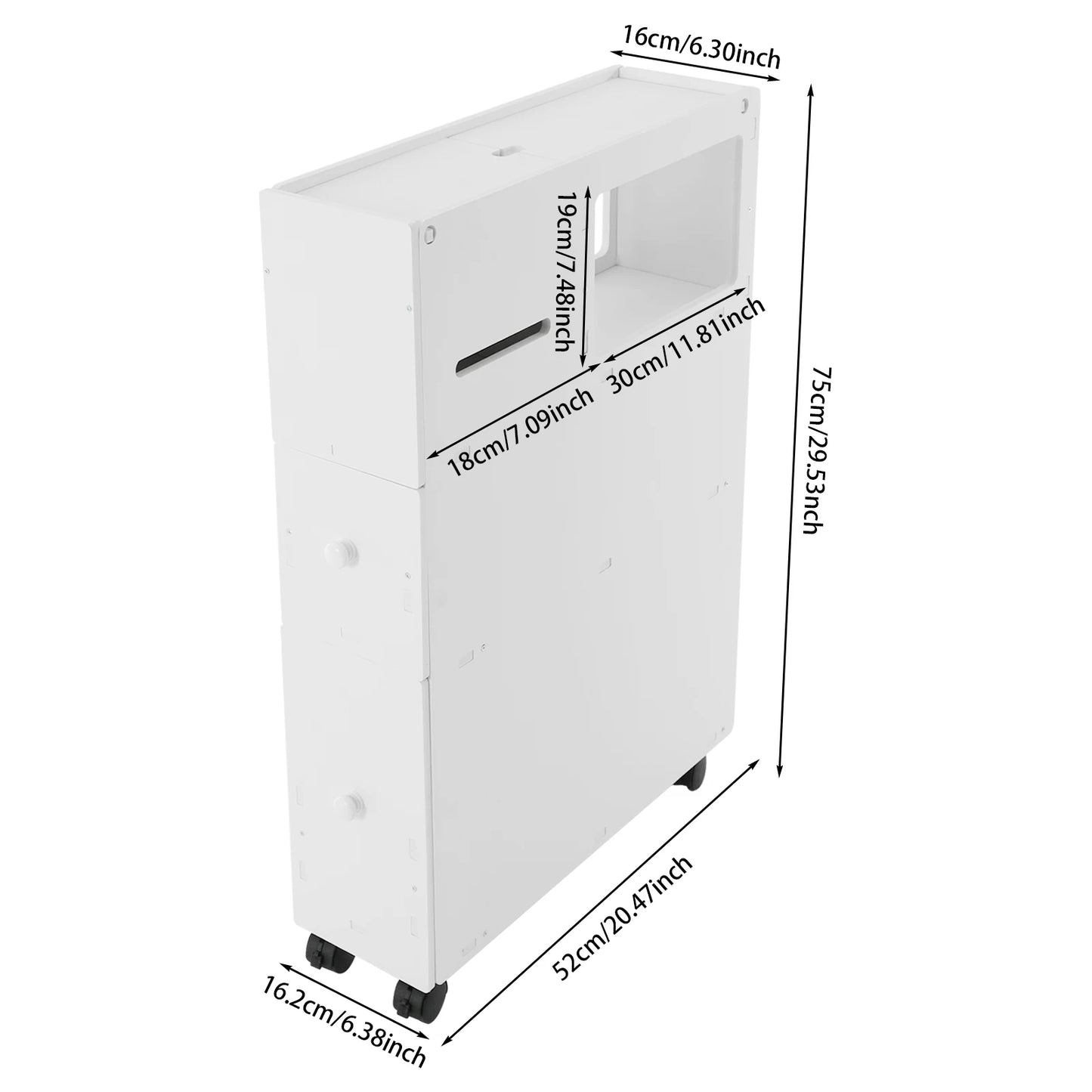 PVC Modern Bathroom Storage Cabinet Narrow Floor Standing With Drawers