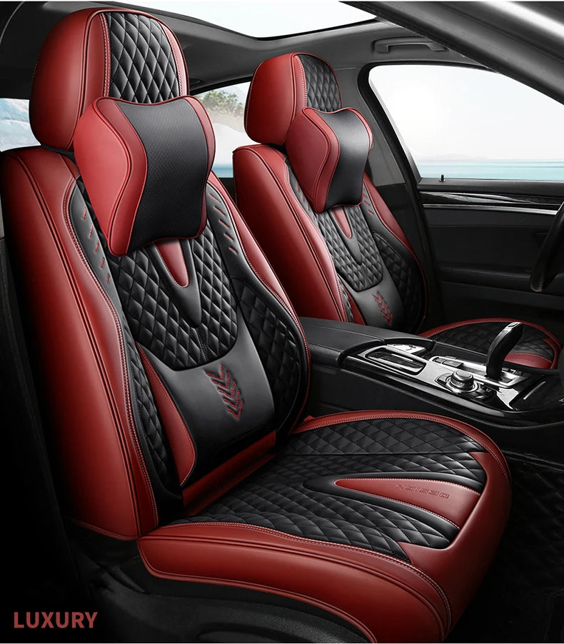 Universal Car Seat Covers Durable Synthetic Leather Front And Rear