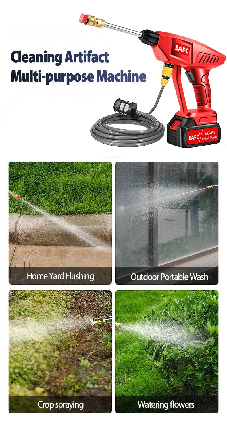 EAFC Cordless 21V High Pressure Car Washer Gun 60 Bar 80Wh