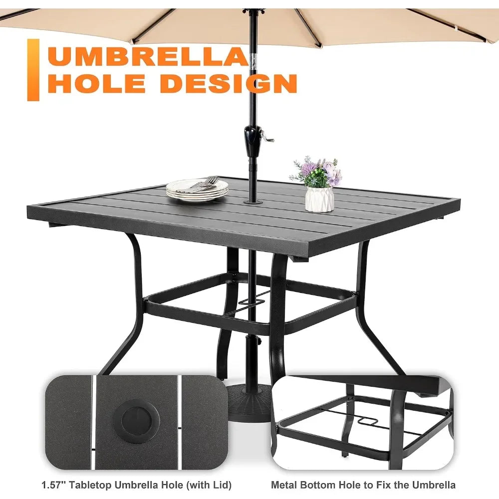 5Piece Patio Dining Set With Umbrella Hole Table And Chairs
