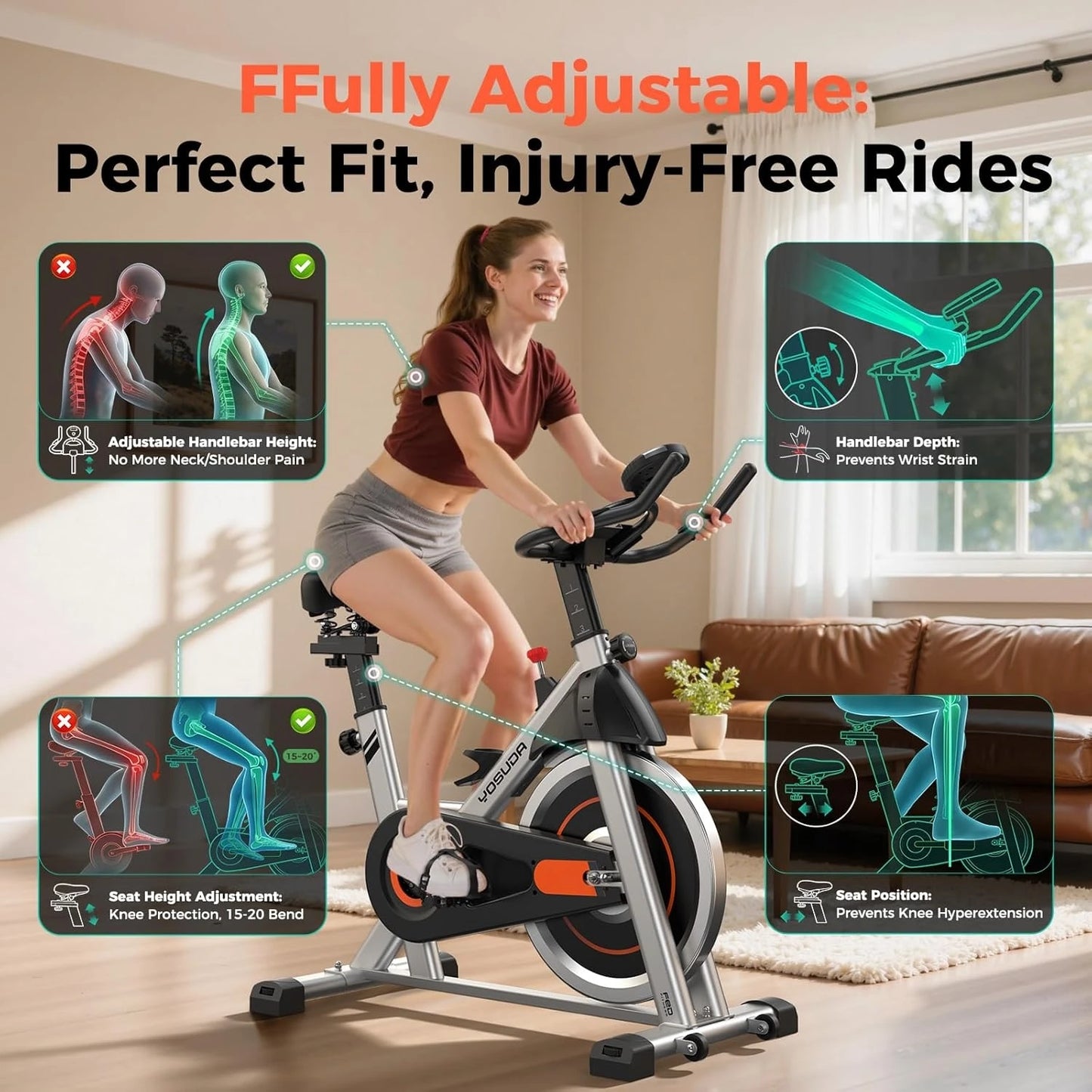 YOSUDA Magnetic Indoor Exercise Bike With App Control