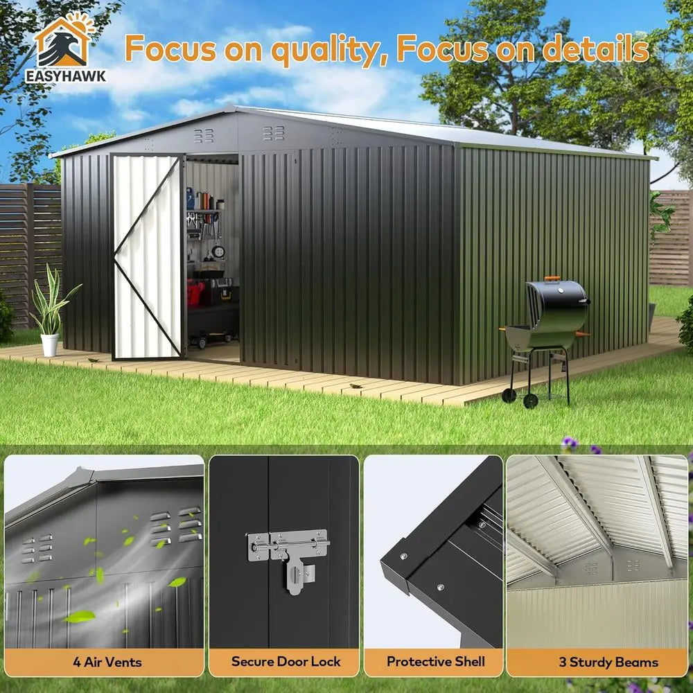 Durable Outdoor Metal Storage Shed With Door And Lock