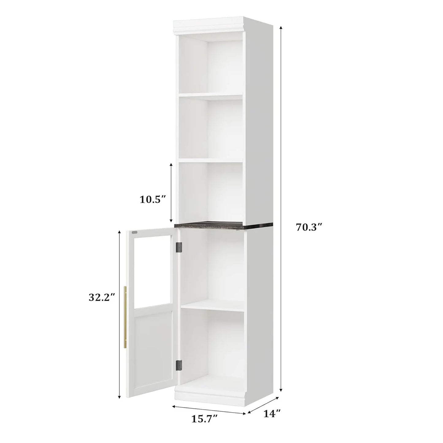 HiMISS Narrow Bathroom Cabinet With Glass Door Slim Storage Unit