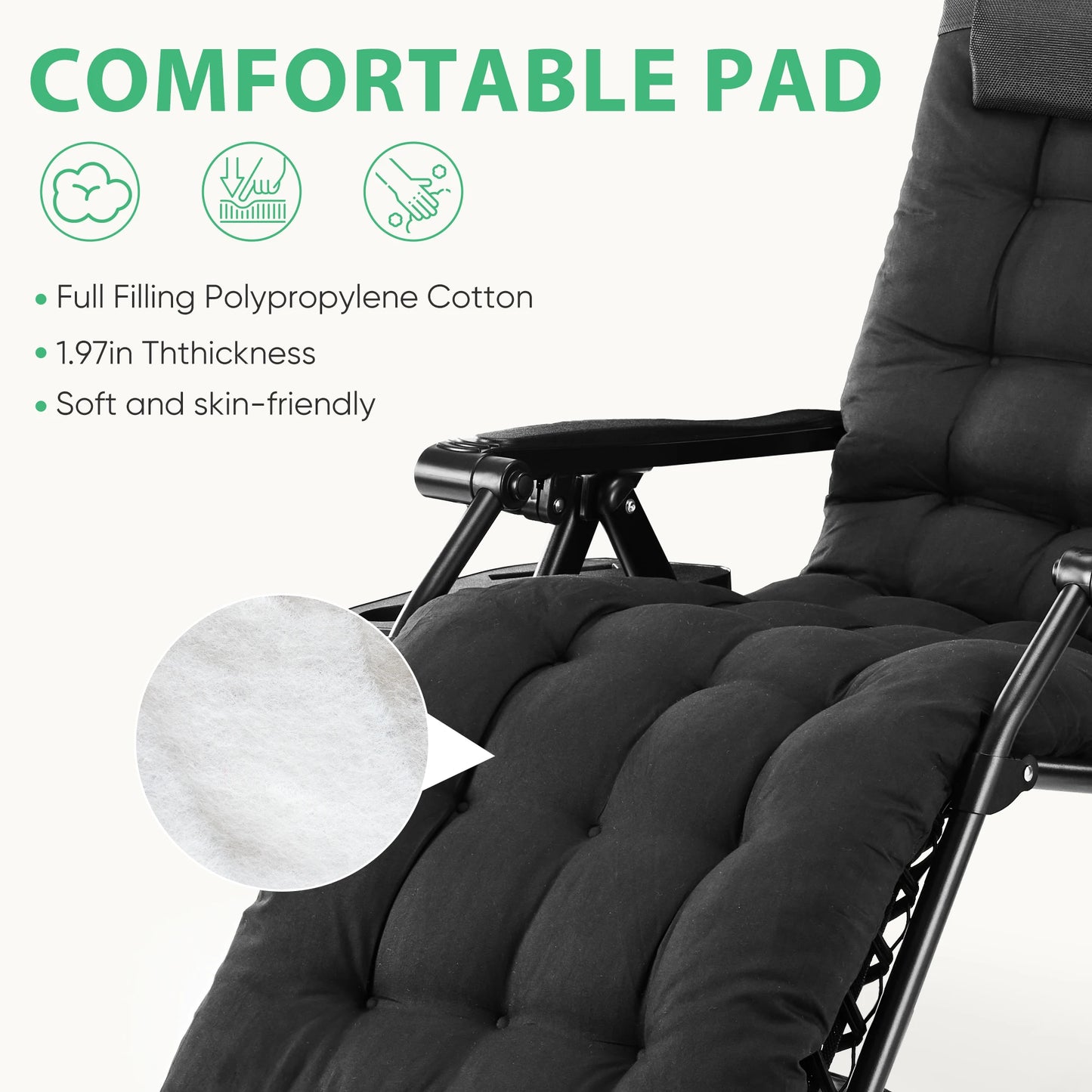 JHK Zero Gravity Recliner Outdoor Patio Lounge Chair With Cupholder