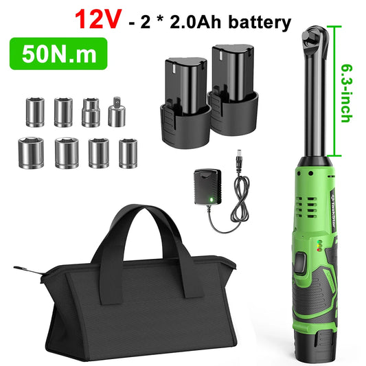 Extended Cordless Ratchet Wrench With Three Eighth Inch Driver For Cars