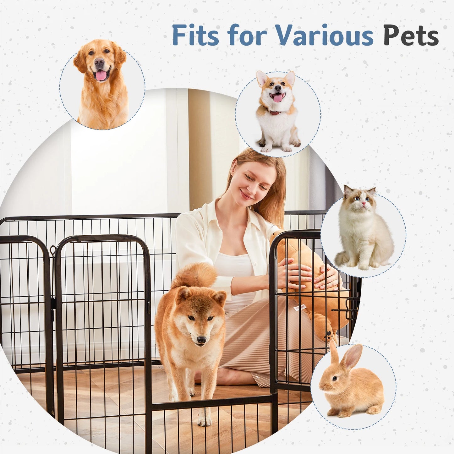 JHK 16 Panels Dog Playpen Metal Fence Foldable Outdoor