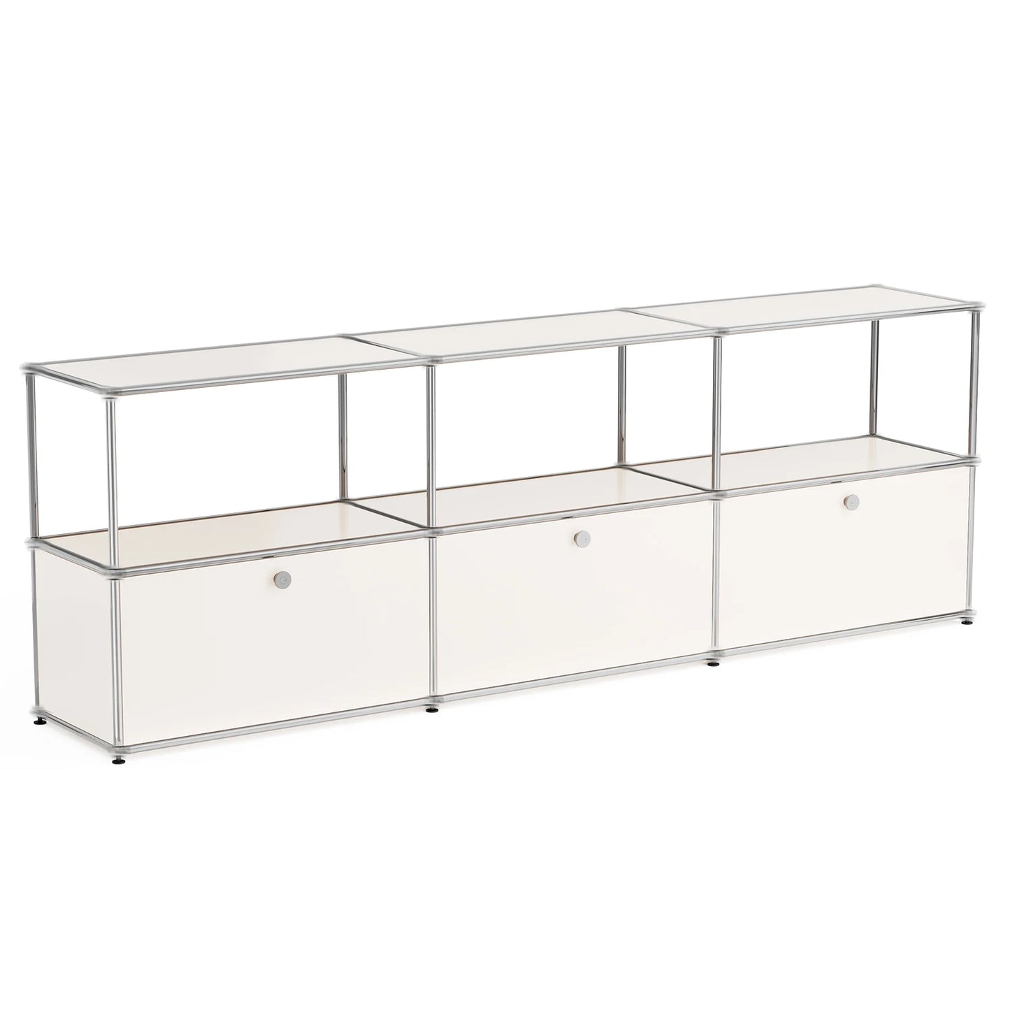Stainless Steel Storage Cabinet Sideboard With Metal Shelves Living Room