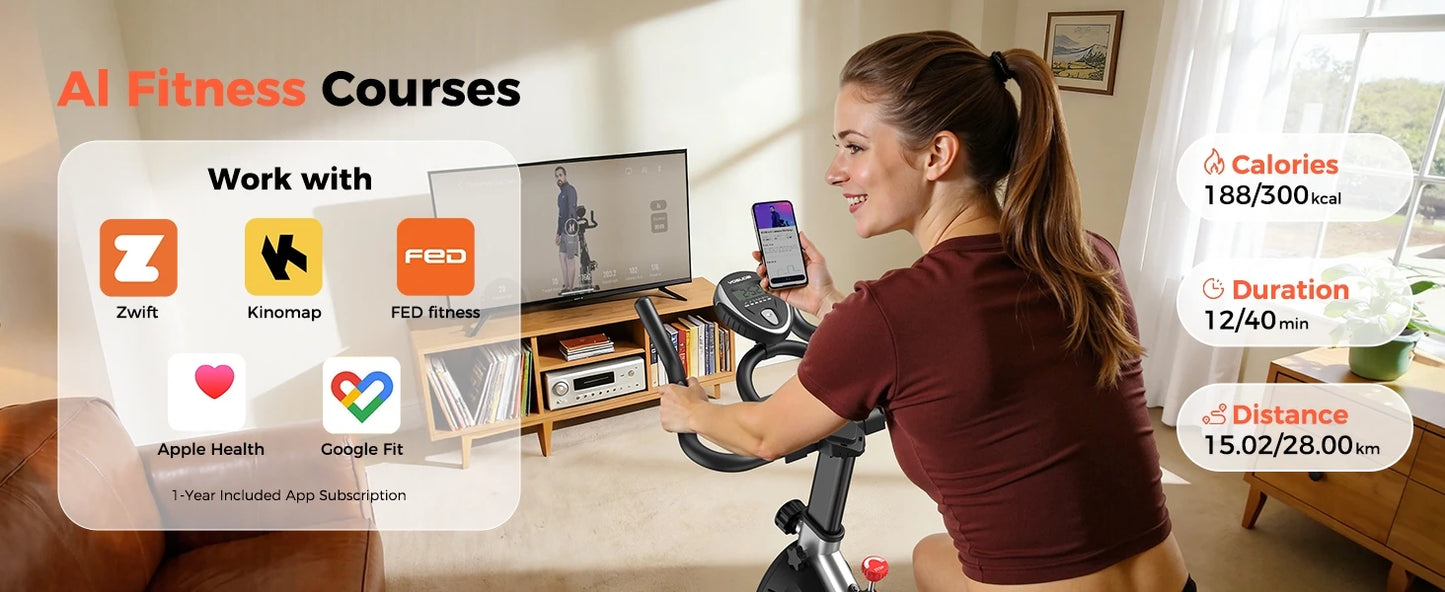 YOSUDA Magnetic Indoor Exercise Bike With App Control