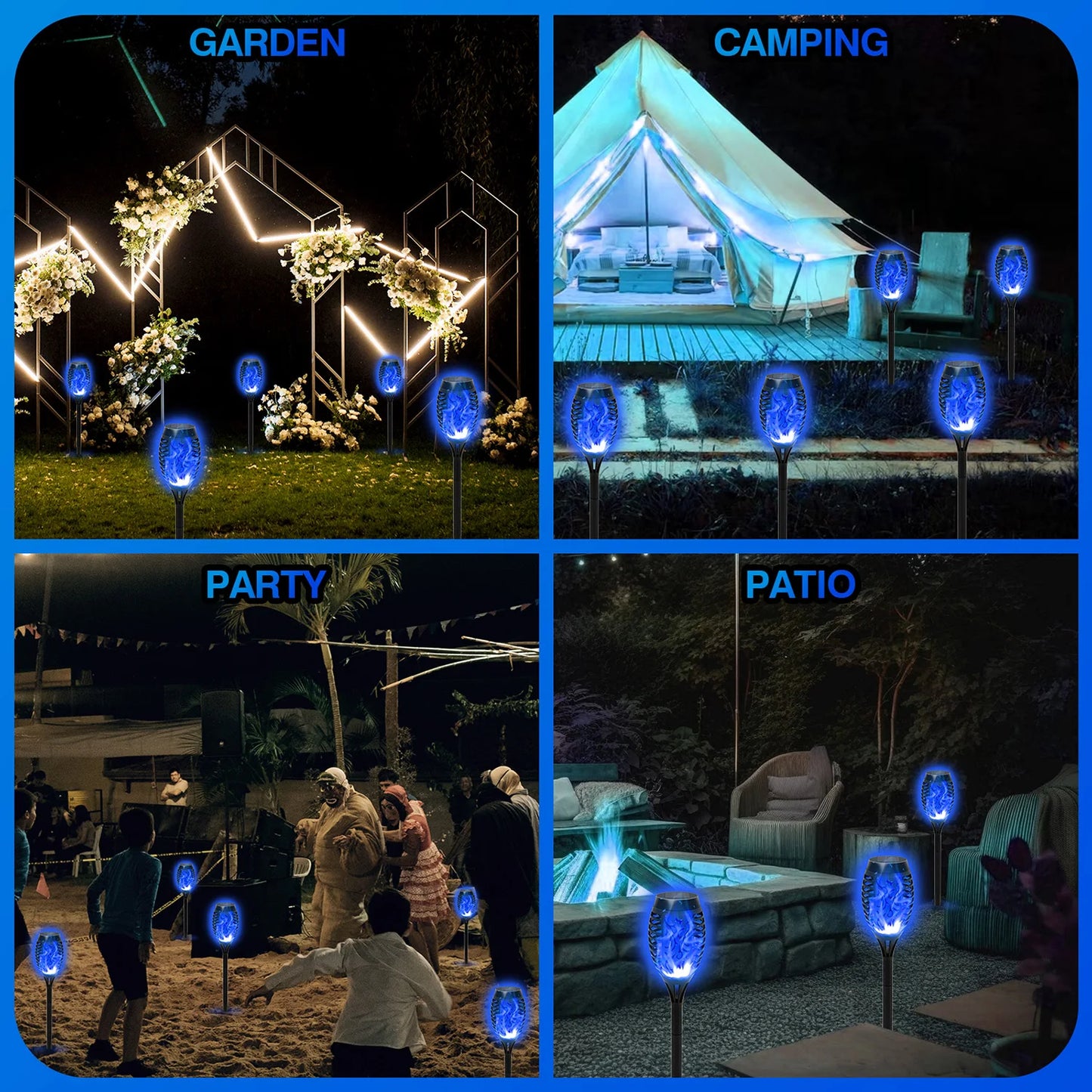 8 Pack Solar Torch Lights Flickering Flame Outdoor Waterproof Garden Decor