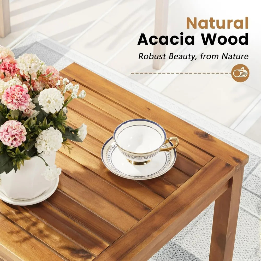 Patio Conversation Set With Acacia Wood Chairs And Coffee Table