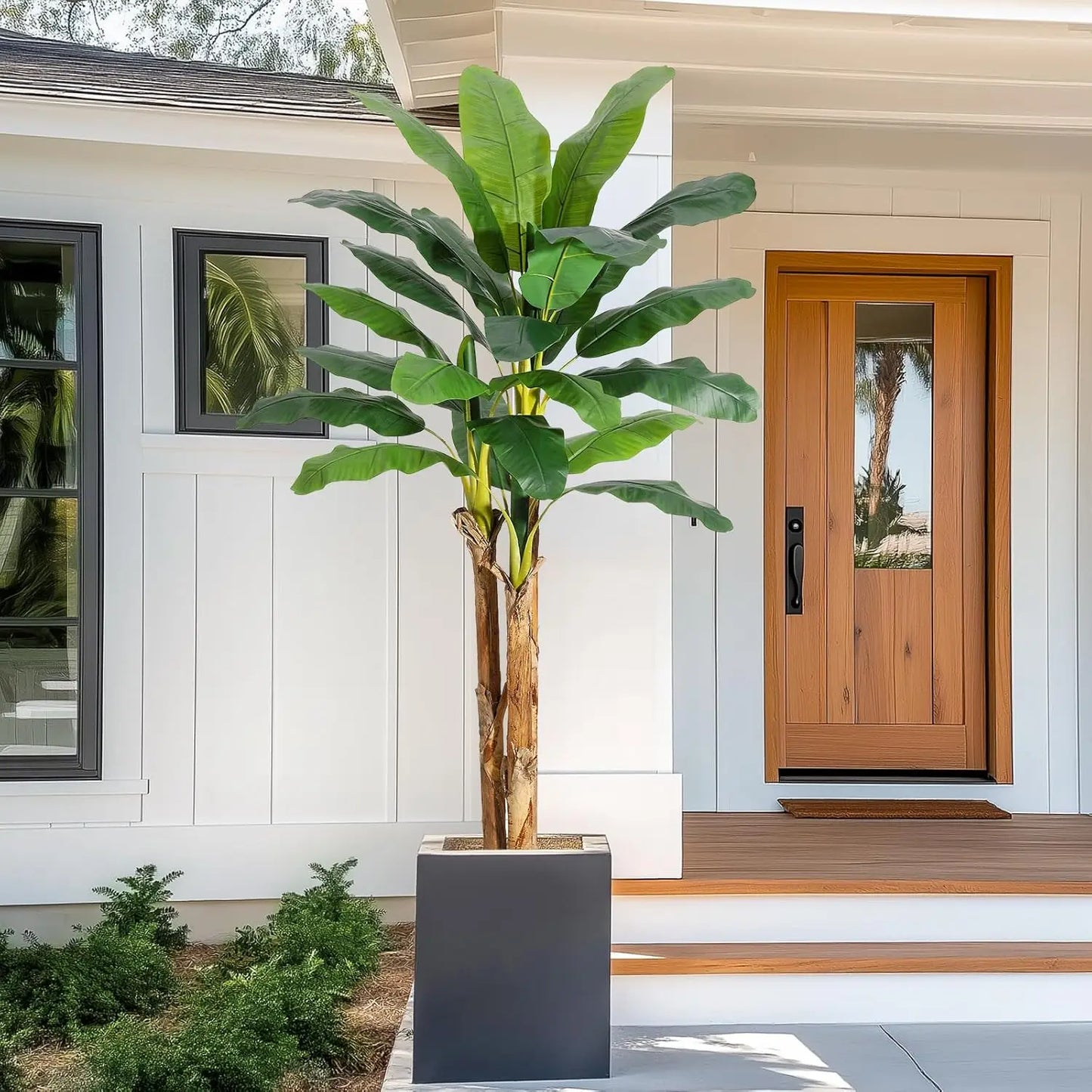 HiMISS Artificial Banana Tree With Grey Planter