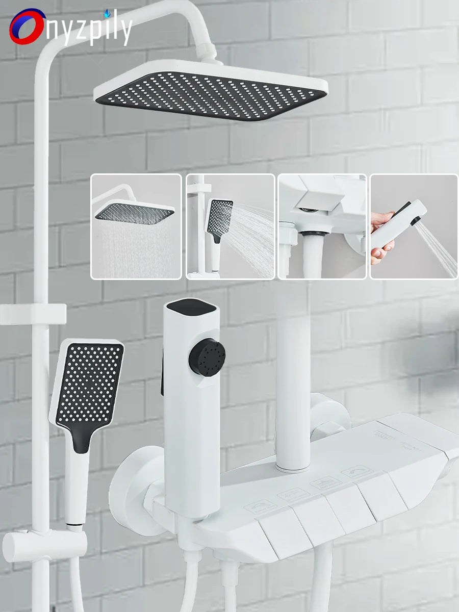 Onyzpily In Wall 4 Way Shower Faucet Set With Rainfall