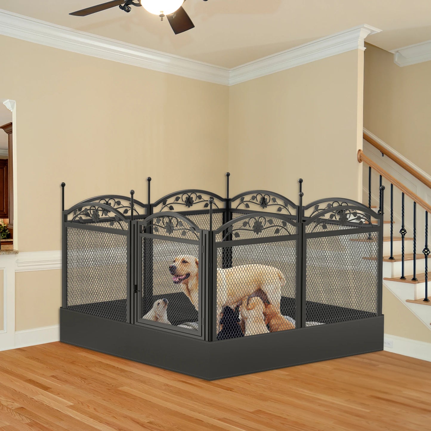 BINGOPAW Heavy Duty Dog Playpen Indoor Outdoor with Waterproof Pad