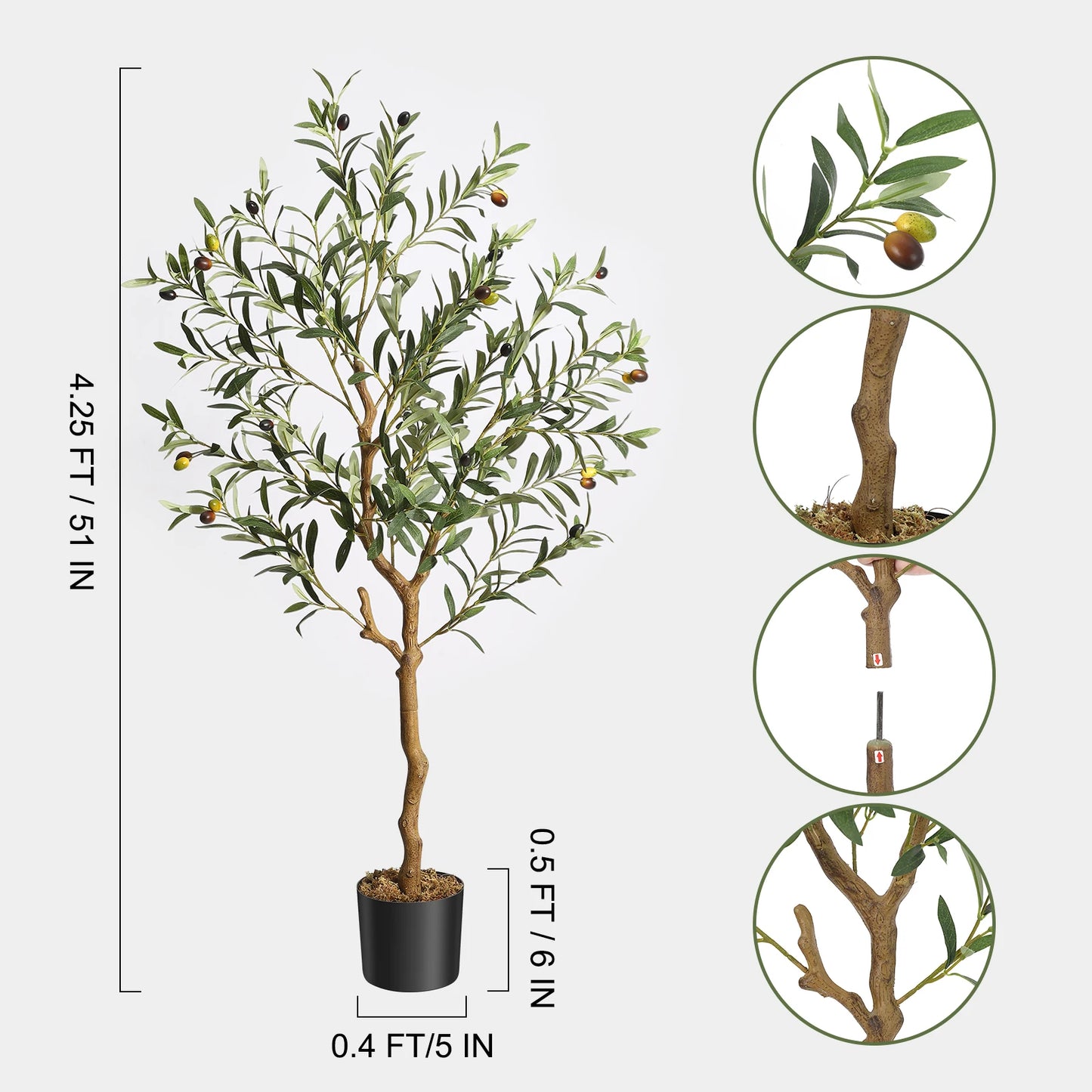 HiMISS Artificial Olive Tree In Pot For Home Room Decor